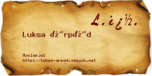 Luksa Árpád névjegykártya